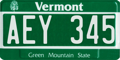 VT license plate AEY345