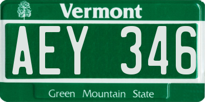 VT license plate AEY346
