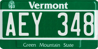 VT license plate AEY348