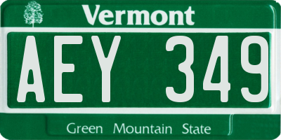 VT license plate AEY349