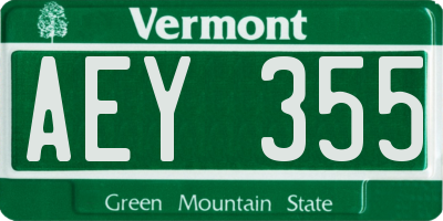 VT license plate AEY355