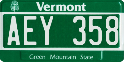VT license plate AEY358