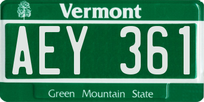 VT license plate AEY361