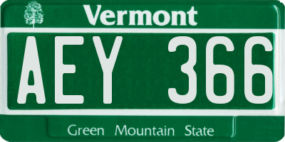 VT license plate AEY366