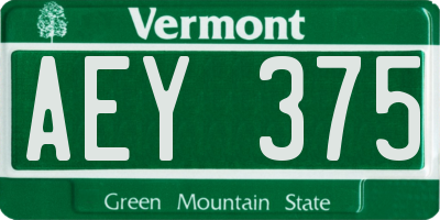 VT license plate AEY375