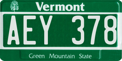 VT license plate AEY378