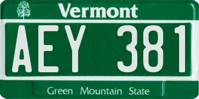 VT license plate AEY381