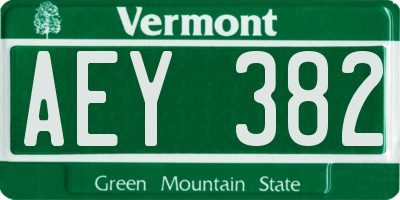 VT license plate AEY382