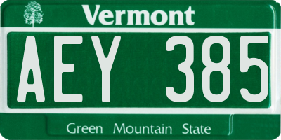VT license plate AEY385