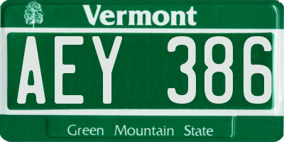 VT license plate AEY386