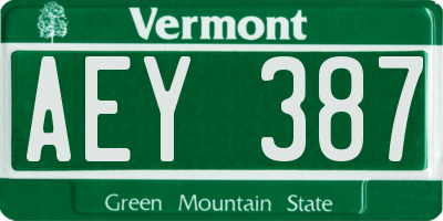 VT license plate AEY387