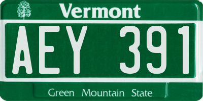 VT license plate AEY391