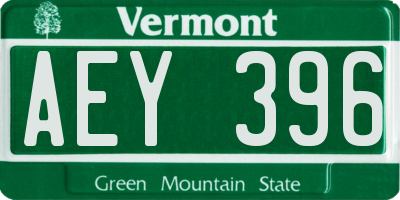 VT license plate AEY396