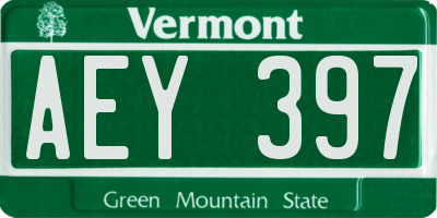 VT license plate AEY397
