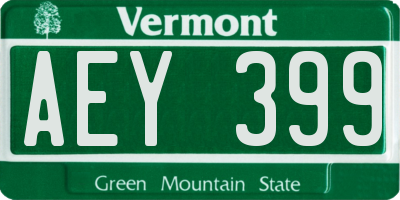 VT license plate AEY399