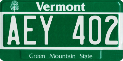 VT license plate AEY402
