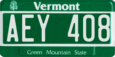 VT license plate AEY408