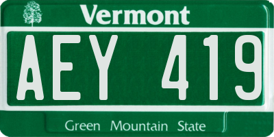 VT license plate AEY419