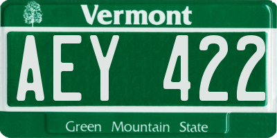 VT license plate AEY422