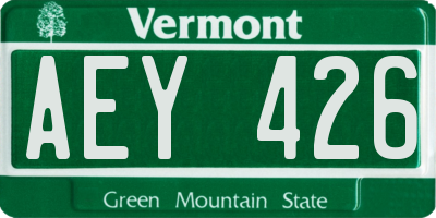 VT license plate AEY426