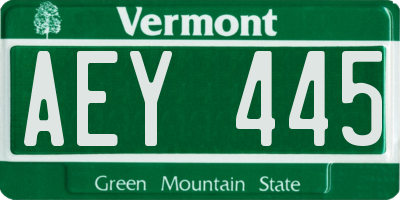 VT license plate AEY445