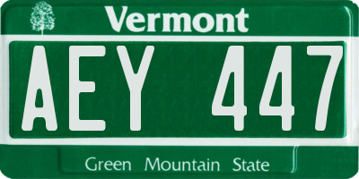 VT license plate AEY447