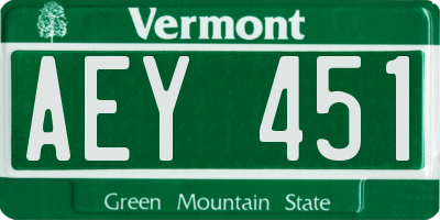 VT license plate AEY451