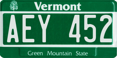 VT license plate AEY452