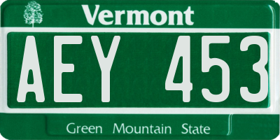 VT license plate AEY453