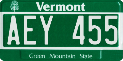 VT license plate AEY455