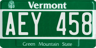 VT license plate AEY458
