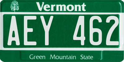 VT license plate AEY462