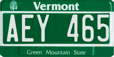 VT license plate AEY465
