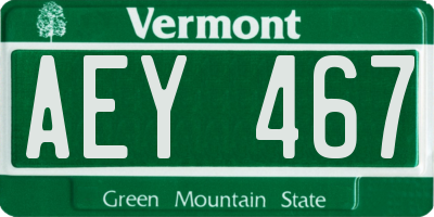 VT license plate AEY467