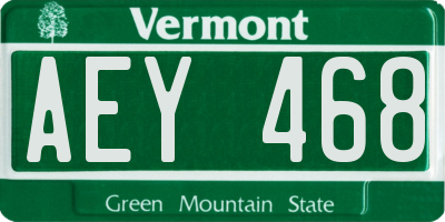 VT license plate AEY468
