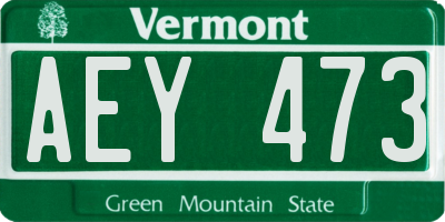 VT license plate AEY473