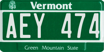 VT license plate AEY474