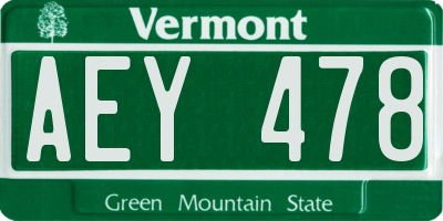 VT license plate AEY478
