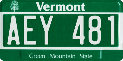 VT license plate AEY481