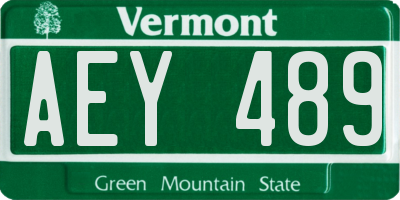 VT license plate AEY489