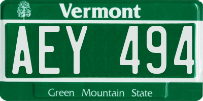 VT license plate AEY494