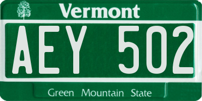 VT license plate AEY502