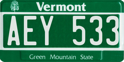 VT license plate AEY533