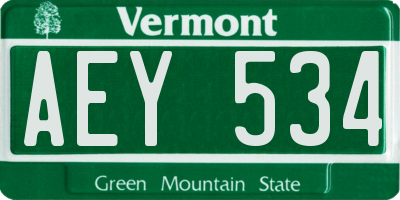 VT license plate AEY534