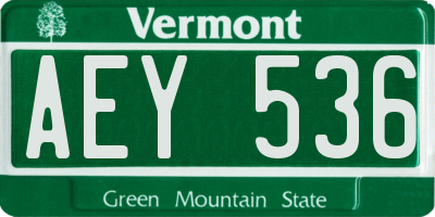 VT license plate AEY536