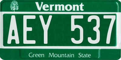 VT license plate AEY537