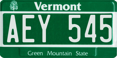 VT license plate AEY545