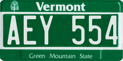 VT license plate AEY554