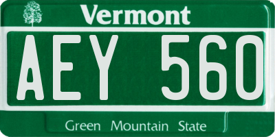 VT license plate AEY560