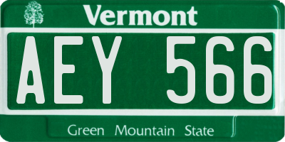 VT license plate AEY566